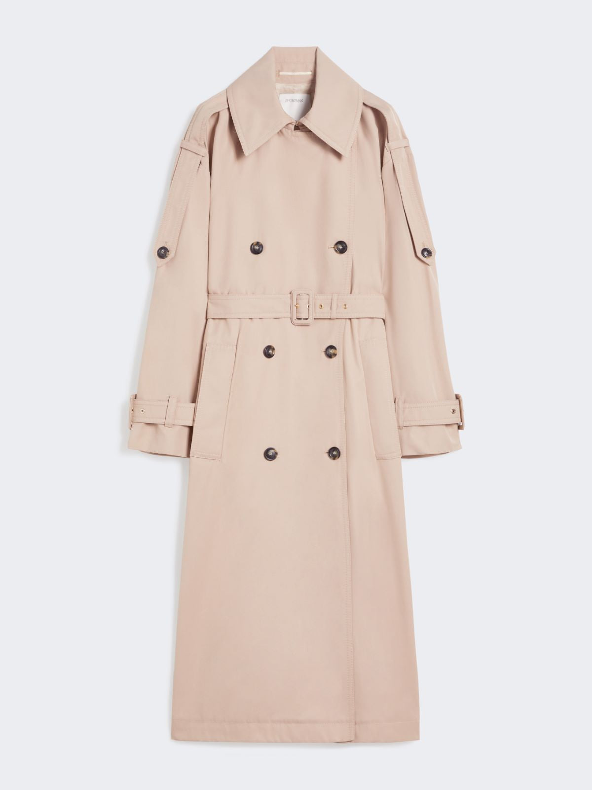 Long water-repellent twill trench coat - Beige