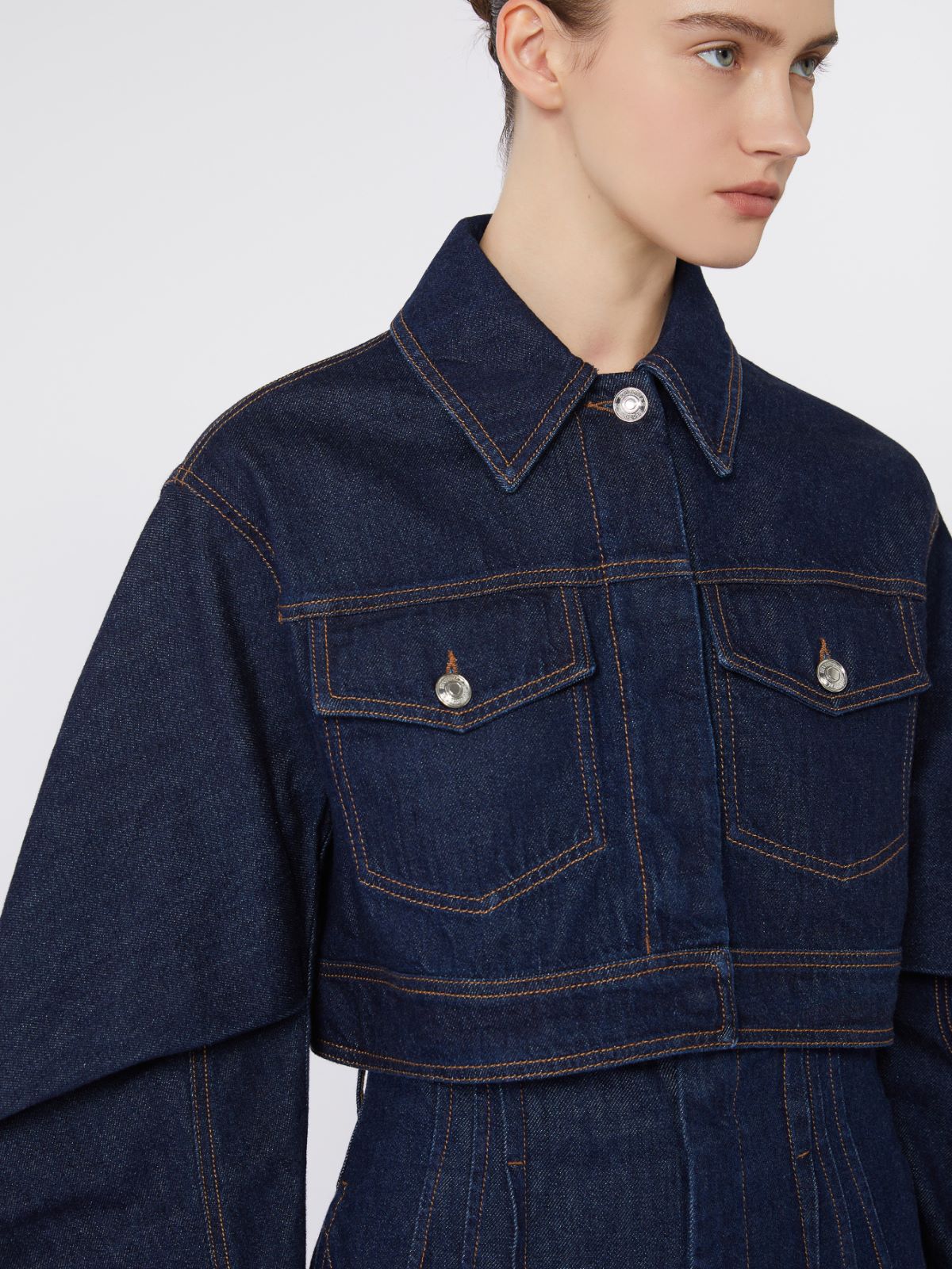 Boxy-fit short denim jacket - Midnightblue