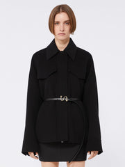 Double-faced wool pea coat - Black