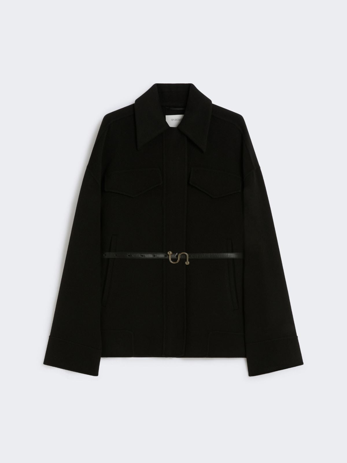 Double-faced wool pea coat - Black