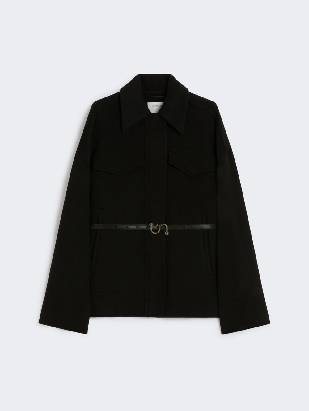 Double-faced wool pea coat - Black