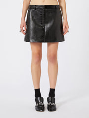 Alligator-look patent leather mini skirt - Black