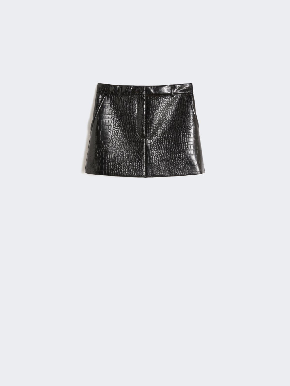 Alligator-look patent leather mini skirt - Black