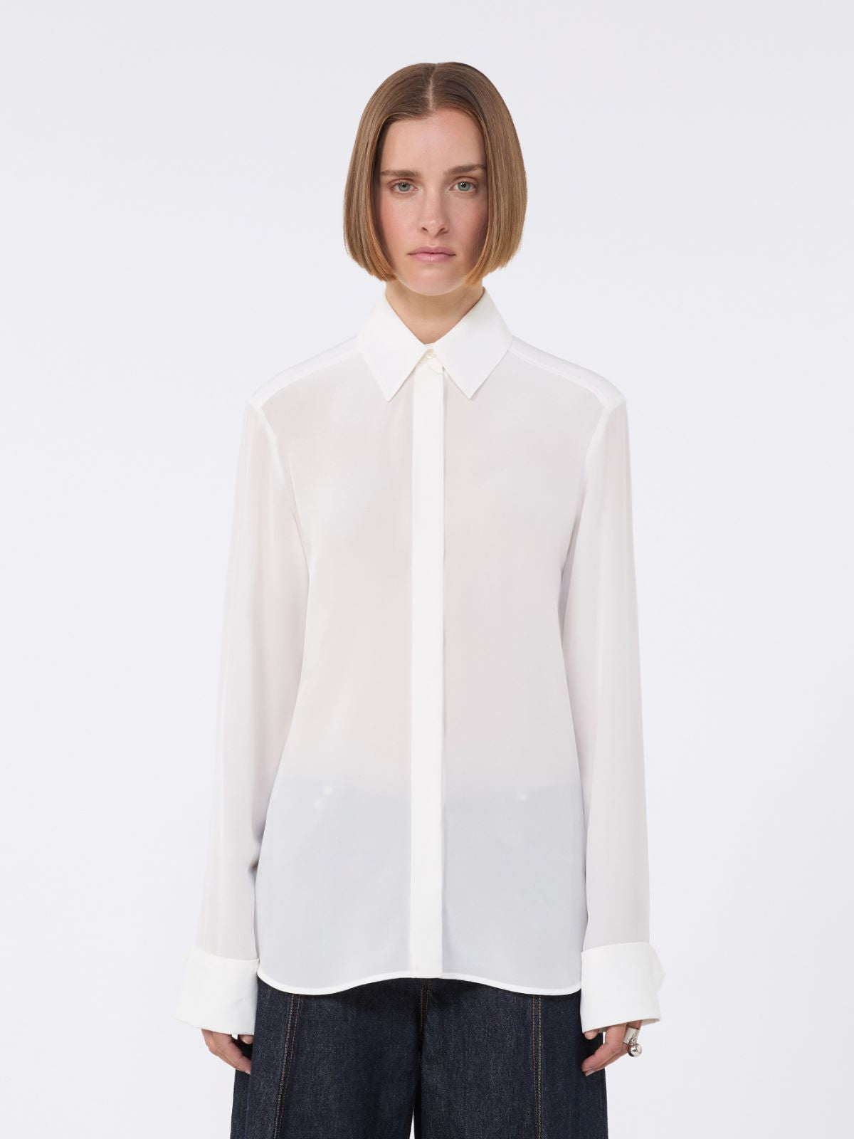 Slim-fit silk shirt - White