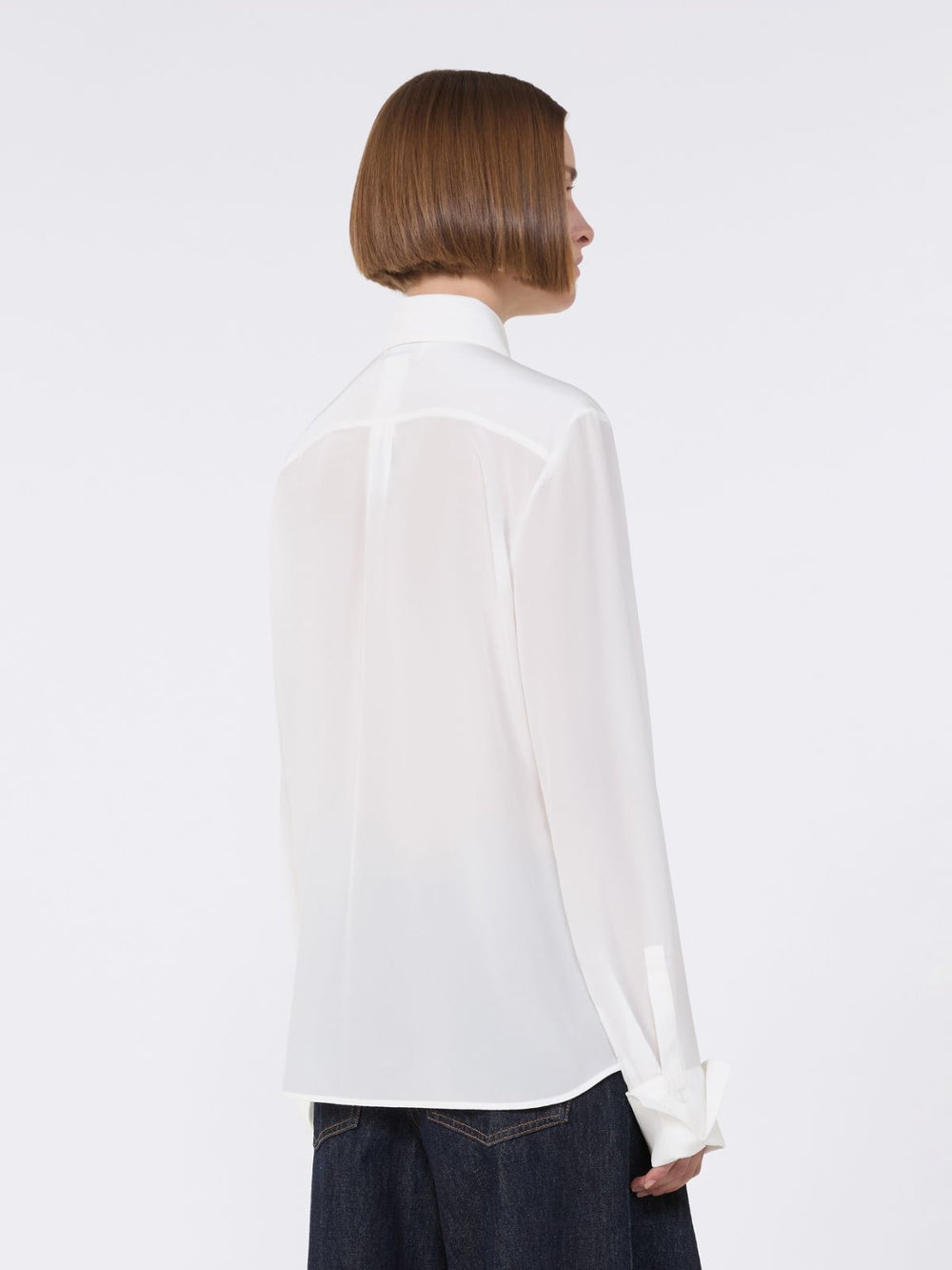 Slim-fit silk shirt - White