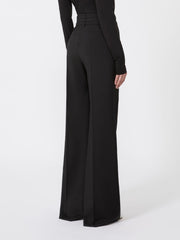 Flared stretch woollen cloth trousers - Black