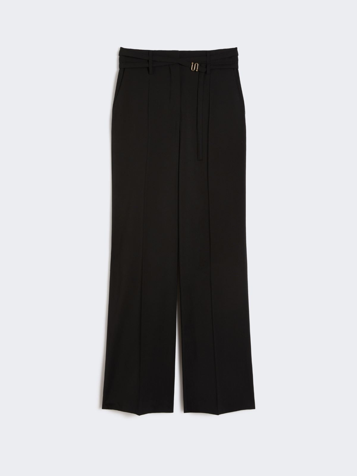 Flared stretch woollen cloth trousers - Black