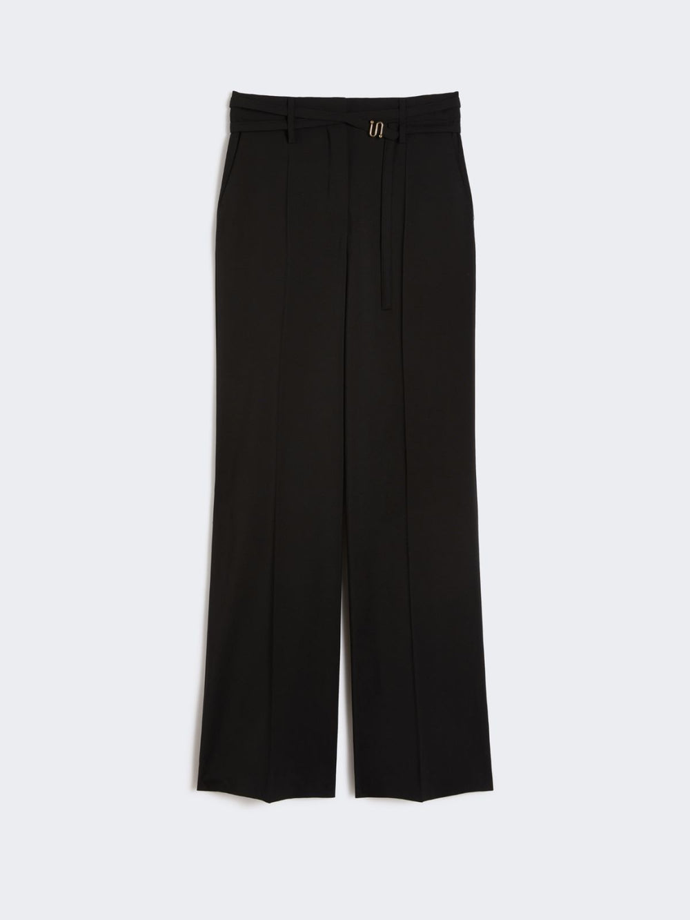 Flared stretch woollen cloth trousers - Black