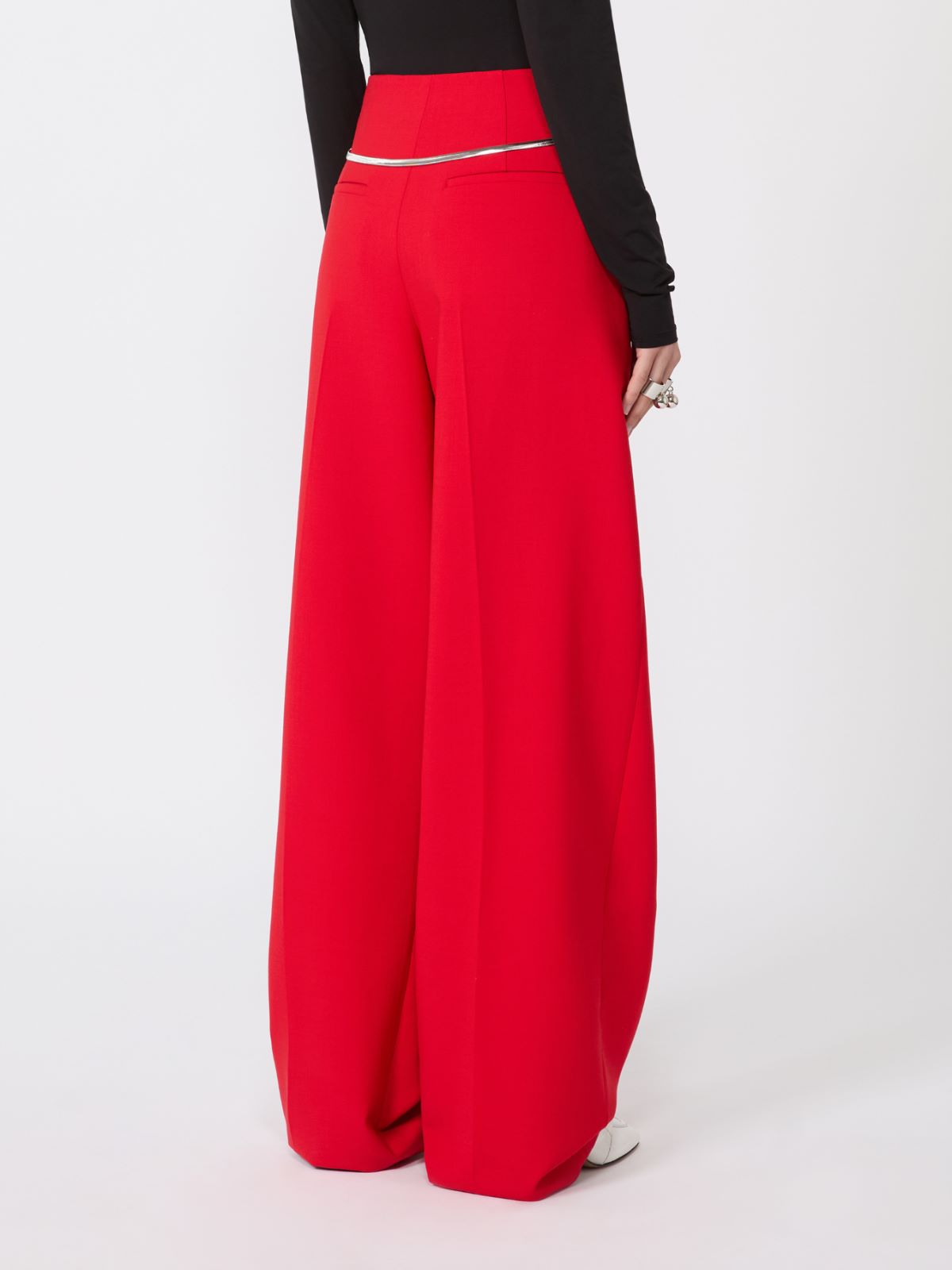 Pleated stretch wool trousers - Red