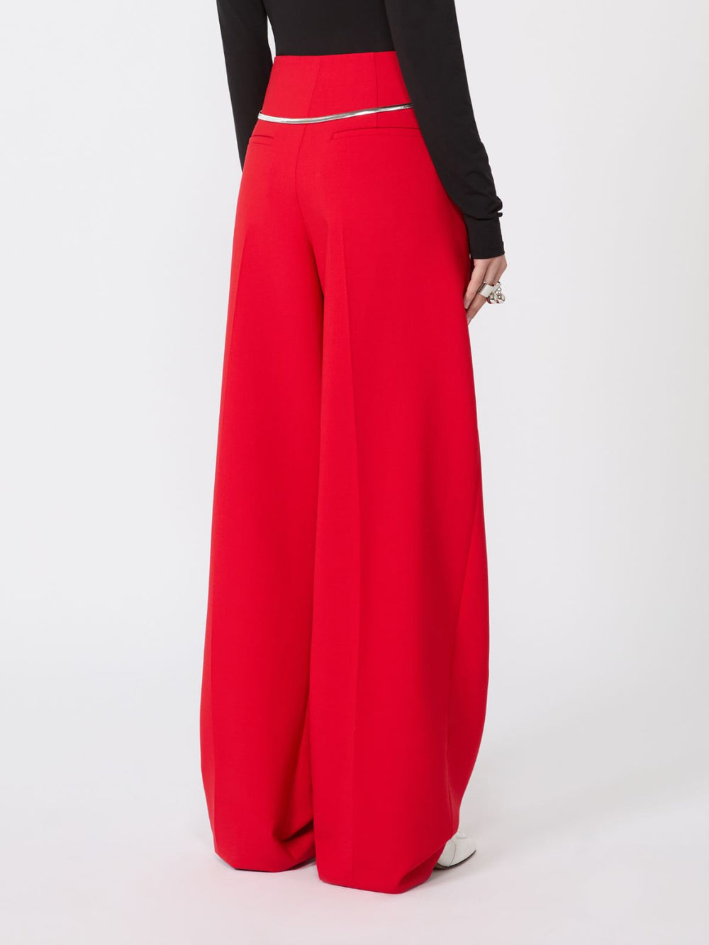 Pleated stretch wool trousers - Red