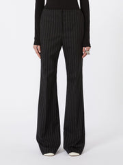 Flared pinstripe wool trousers - Black