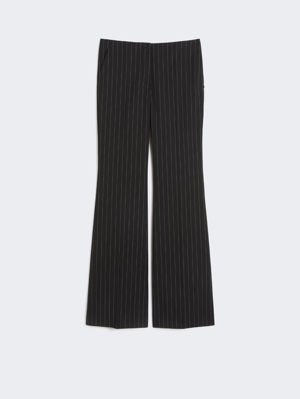 Flared pinstripe wool trousers - Black