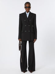 Flared stretch wool trousers - Black