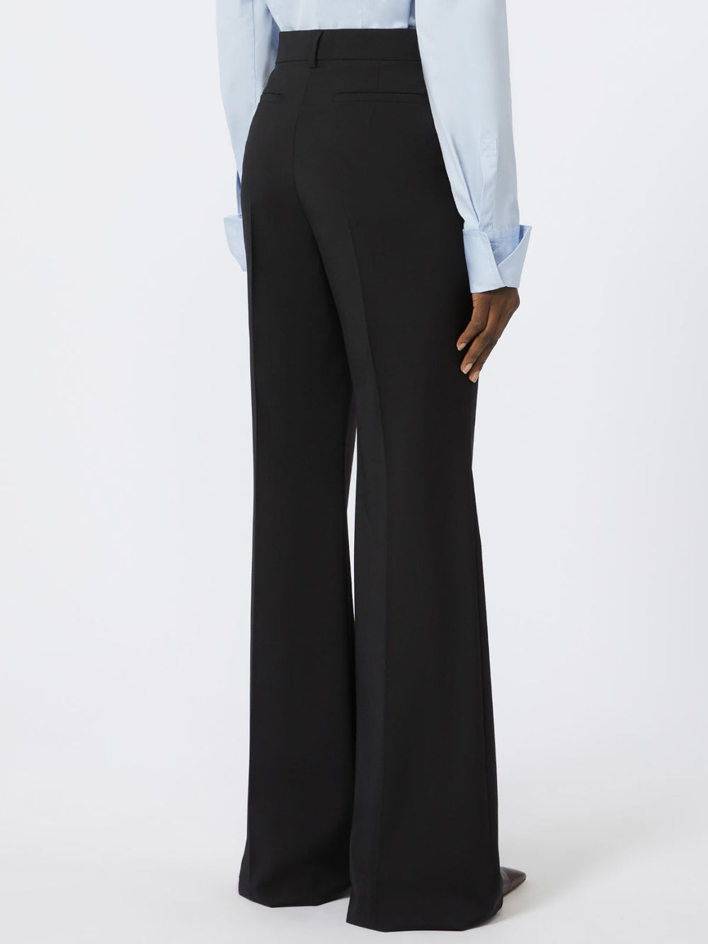 Flared stretch wool trousers - Black