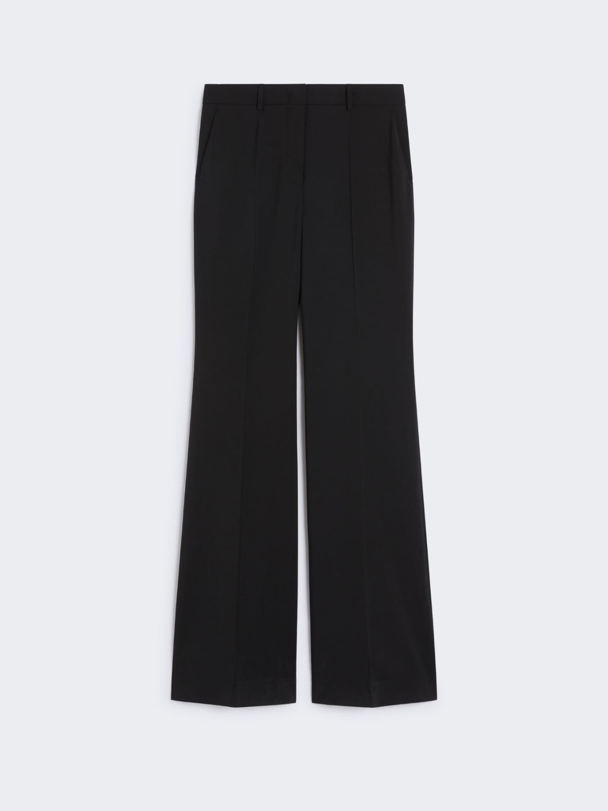 Flared stretch wool trousers - Black