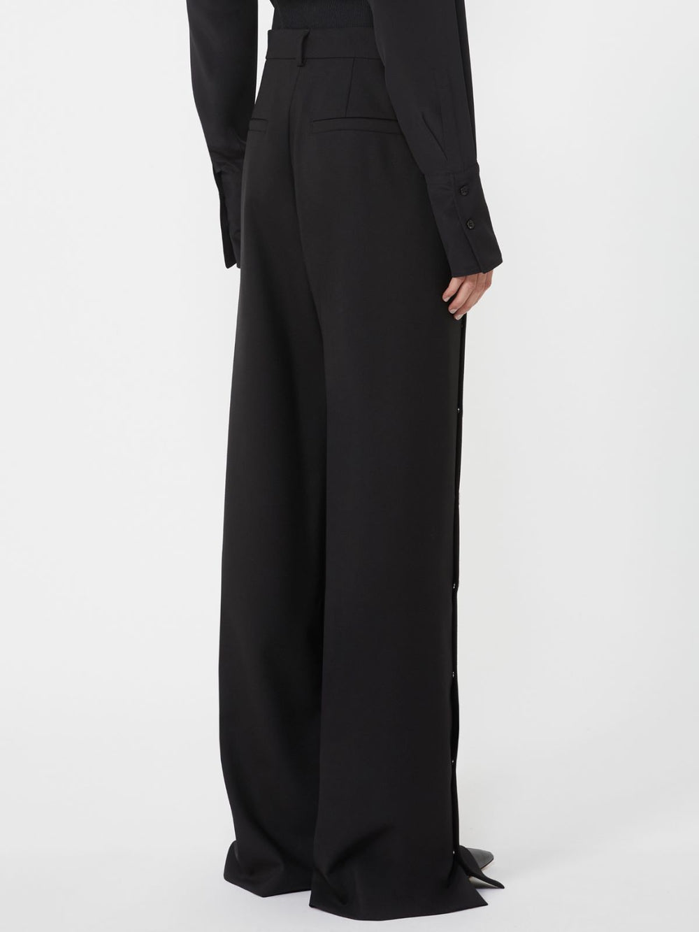 Button-up wool trousers - Black