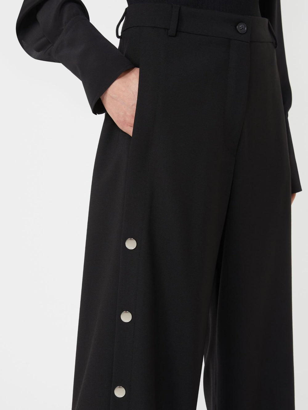 Button-up wool trousers - Black