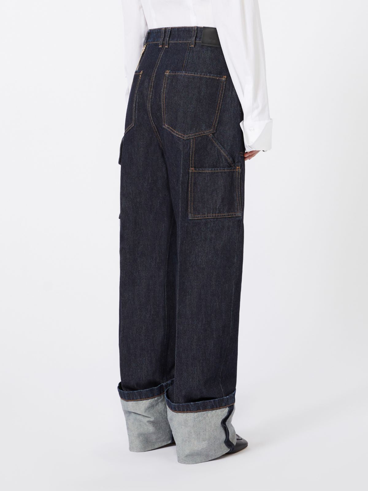 Denim jeans with high turn-up - Midnightblue