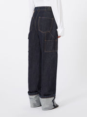 Denim jeans with high turn-up - Midnightblue