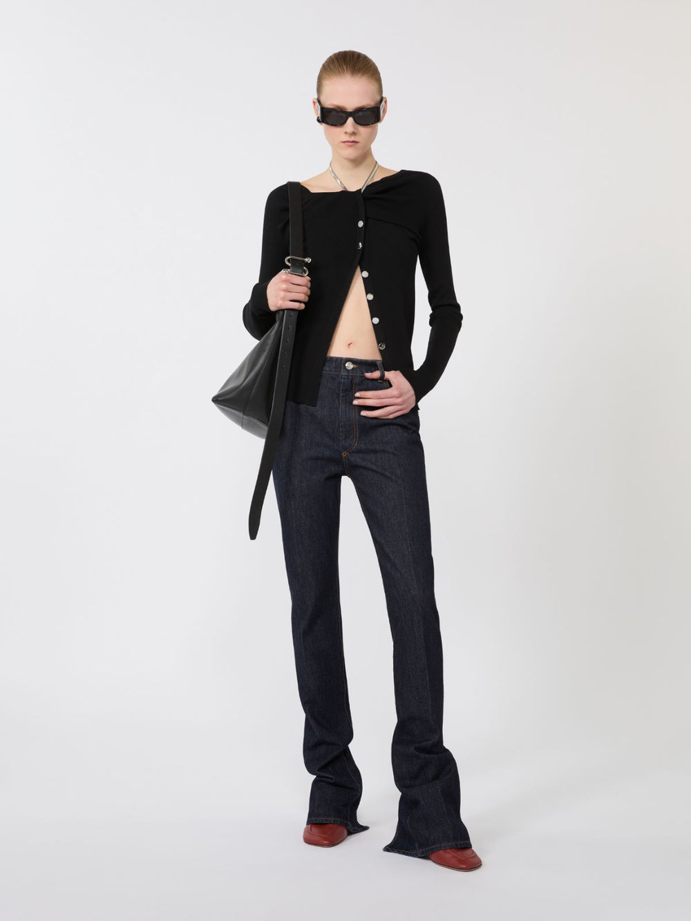 Slim-fit jeans with flared hems - Midnightblue
