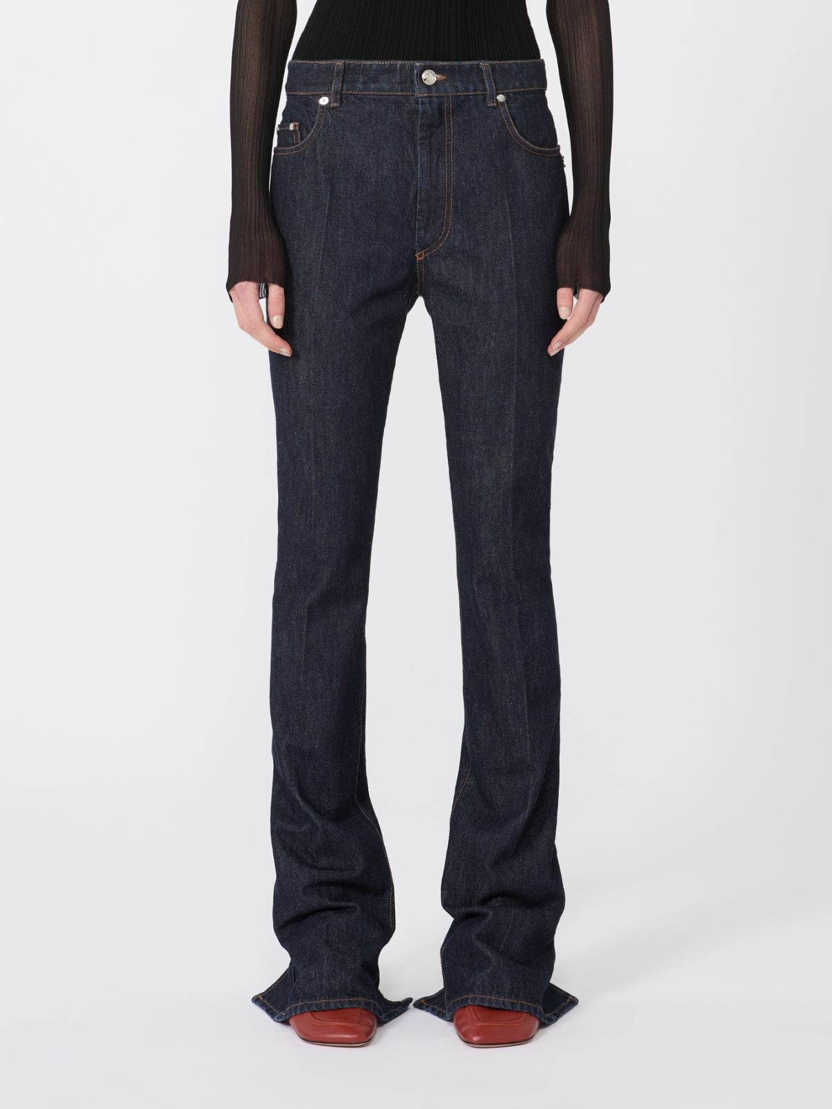 Slim-fit jeans with flared hems - Midnightblue