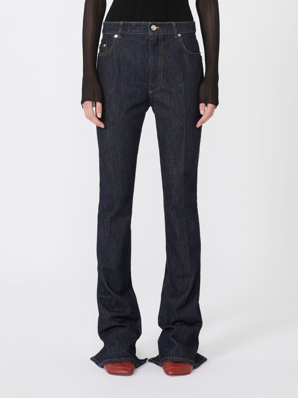 Slim-fit jeans with flared hems - Midnightblue