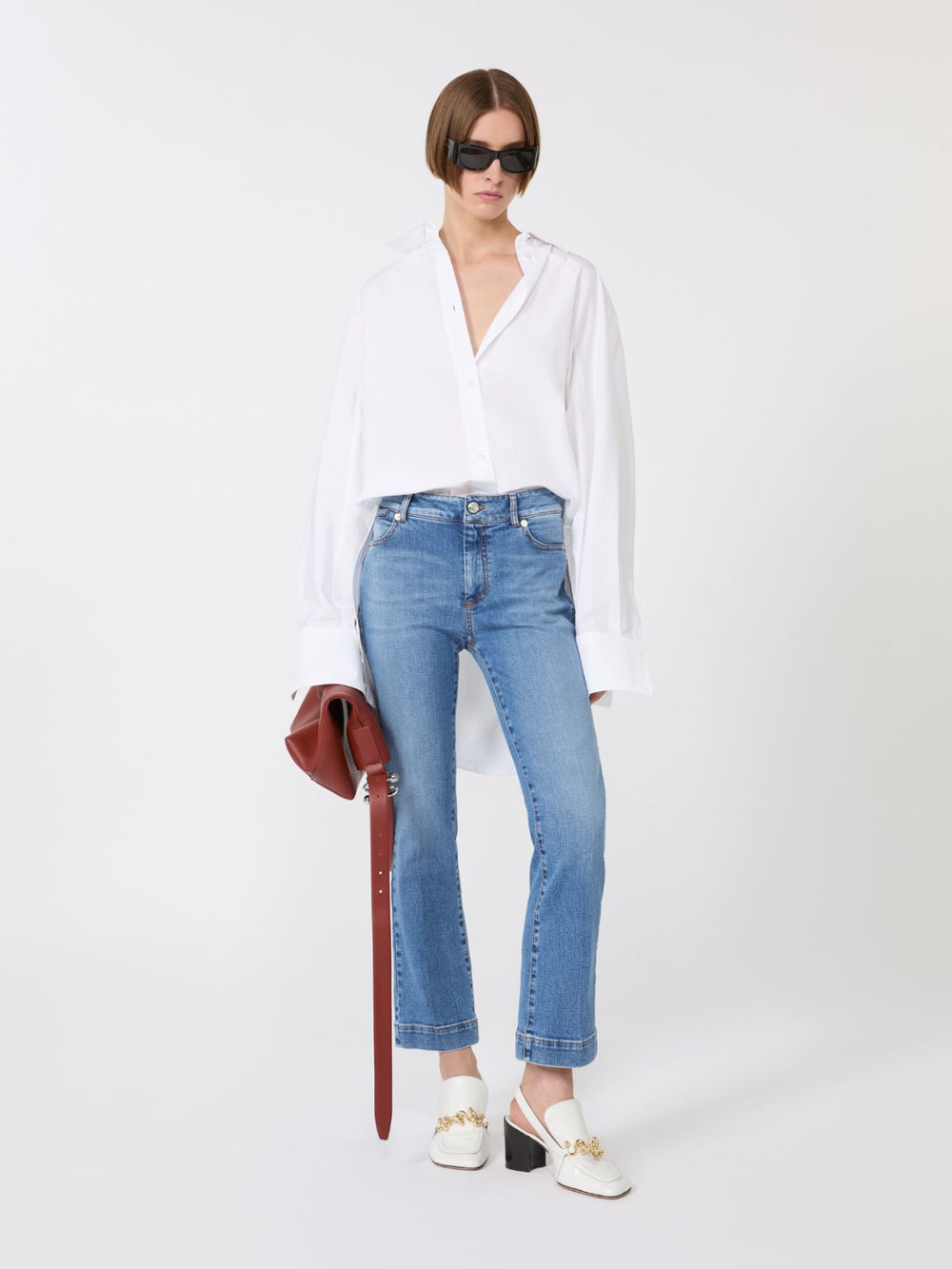 Perfect-fit low-rise mini flare trousers - Ultramarine