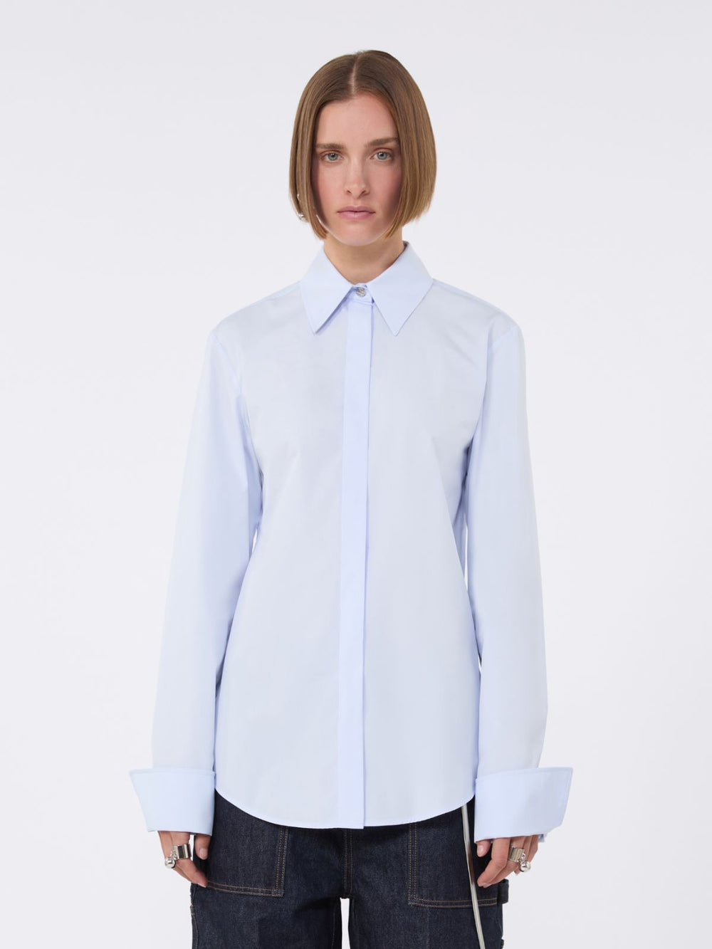 Cotton poplin shirt - Avio