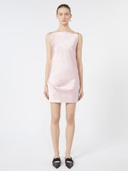 Mini dress with diagonal pleats - Antique rose