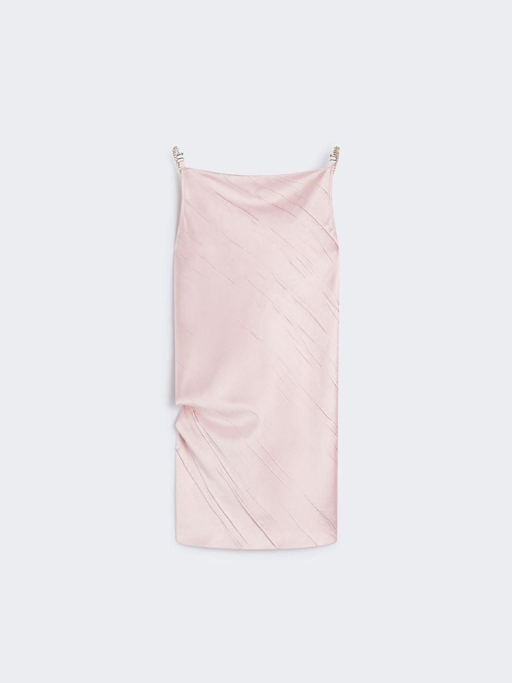 Mini dress with diagonal pleats - Antique rose