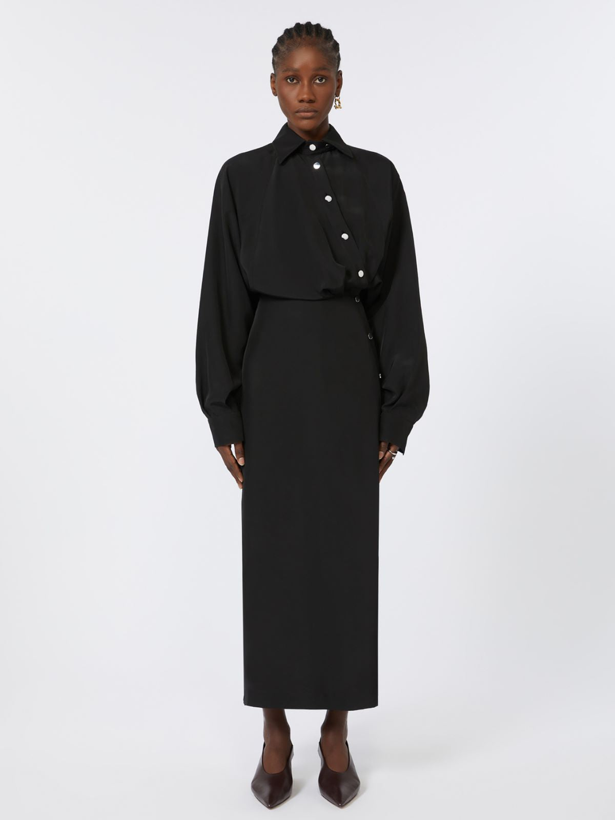 Asymmetrical shirt dress - Black