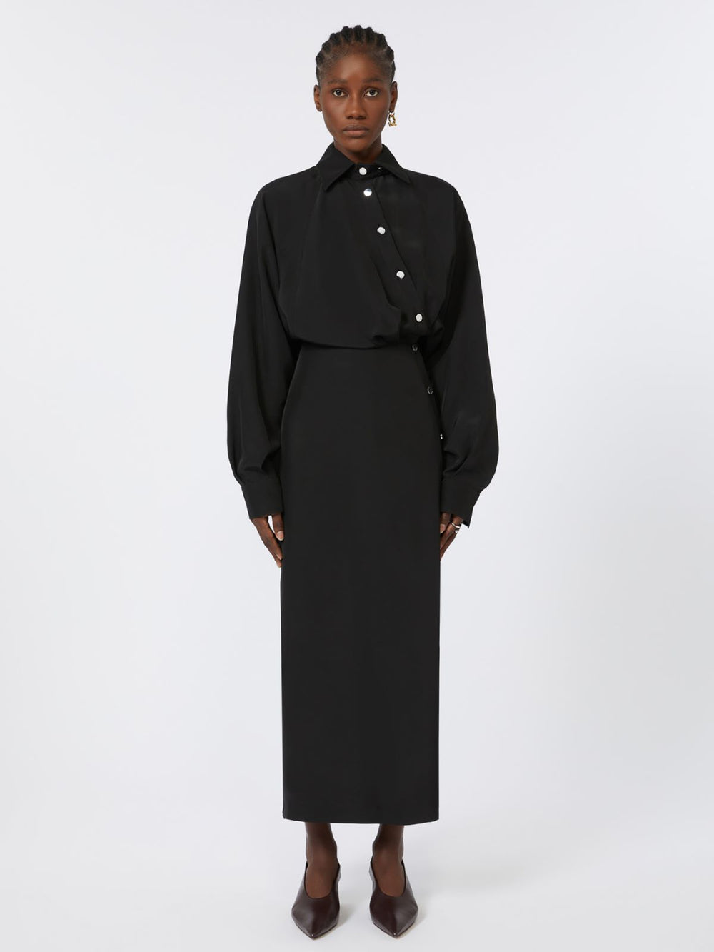 Asymmetrical shirt dress - Black
