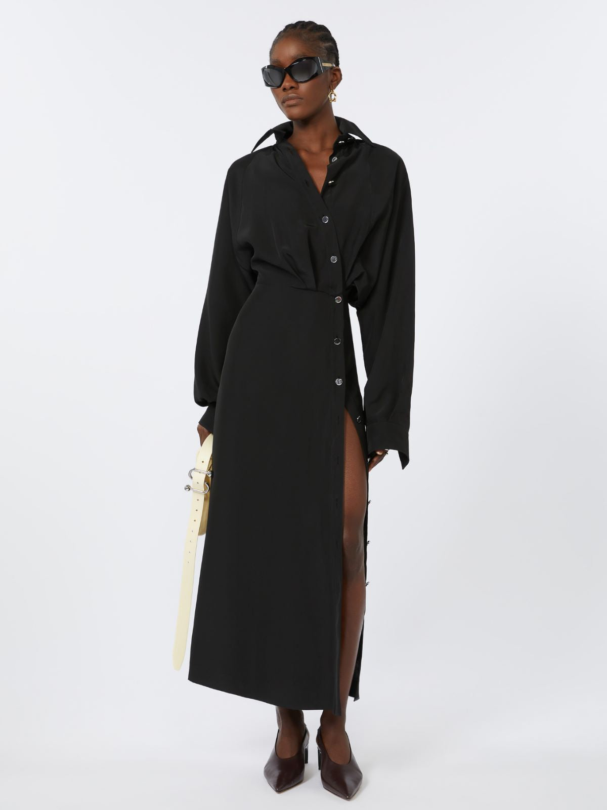 Asymmetrical shirt dress - Black