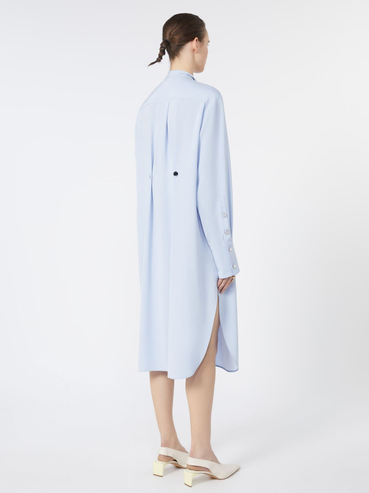 Shirt silk dress with scarf - Sky blue