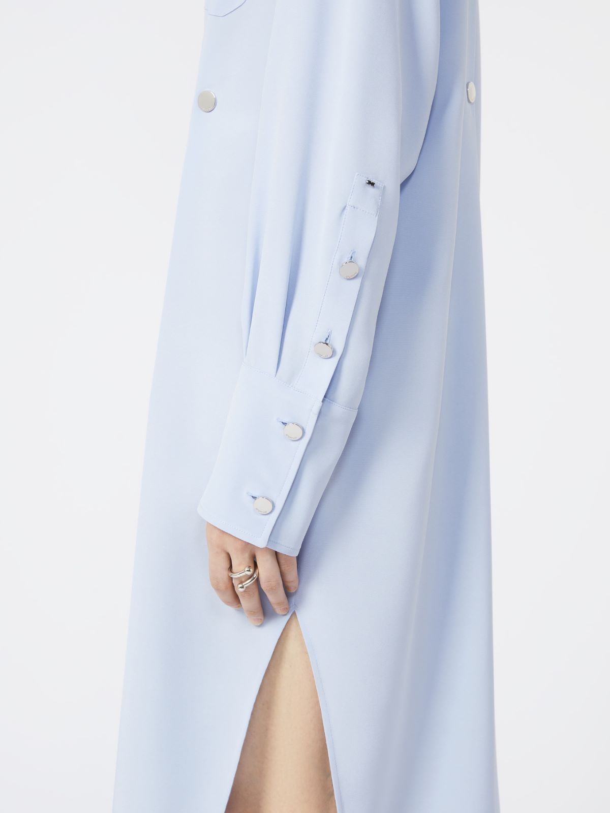 Shirt silk dress with scarf - Sky blue