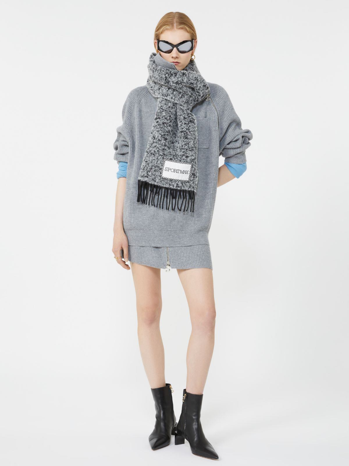 Cashmere-blend mini skirt - Medium grey