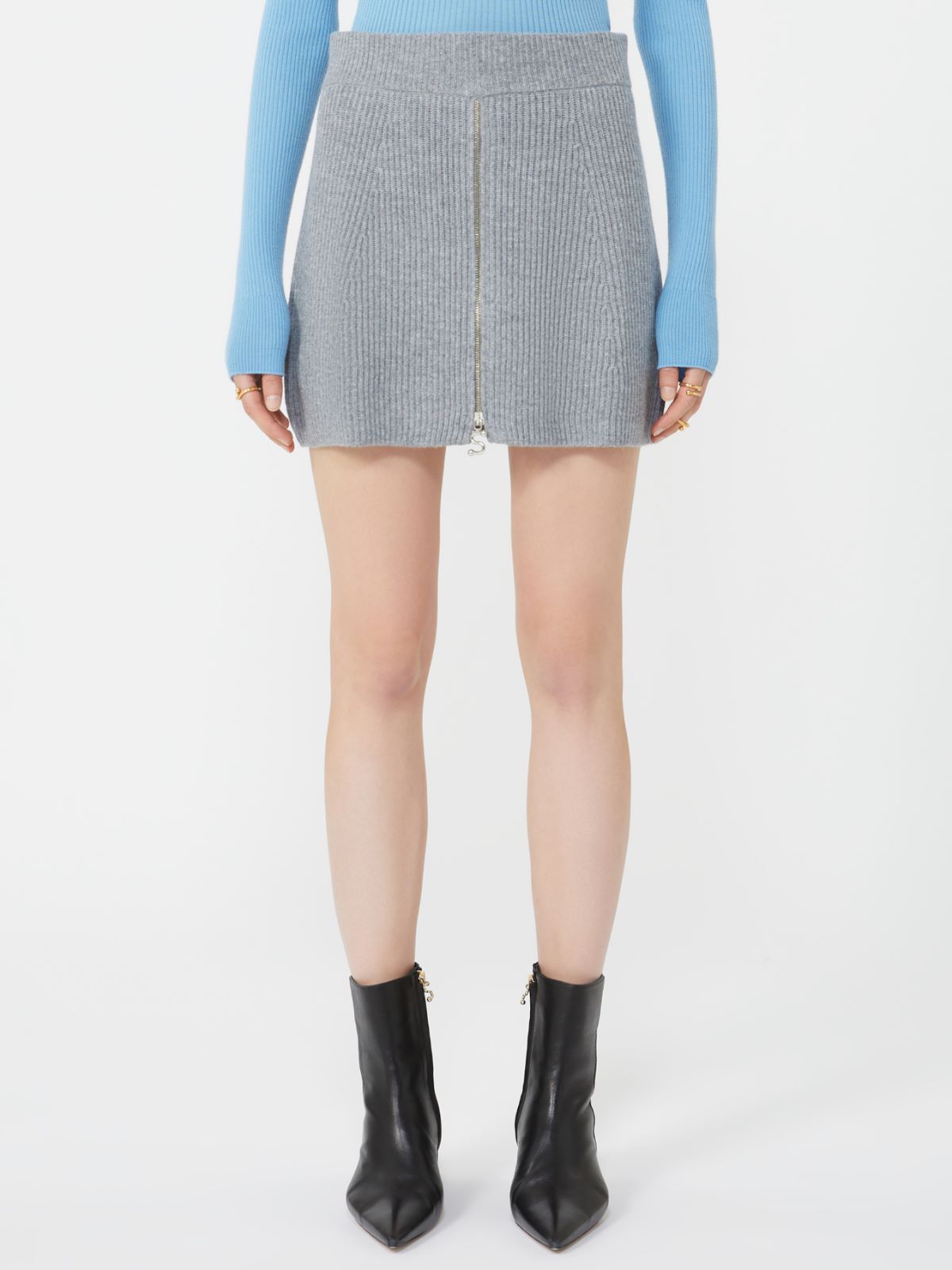 Cashmere-blend mini skirt - Medium grey