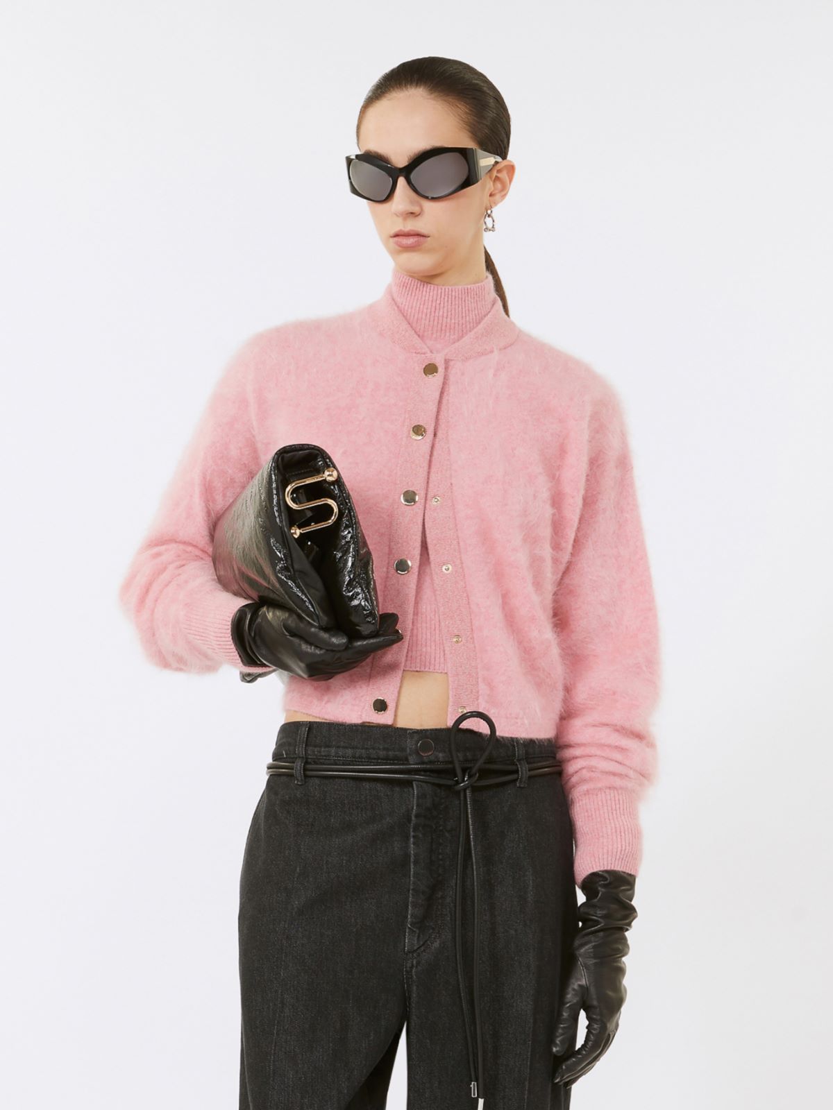 Boxy-fit cashmere bomber jacket - Pink