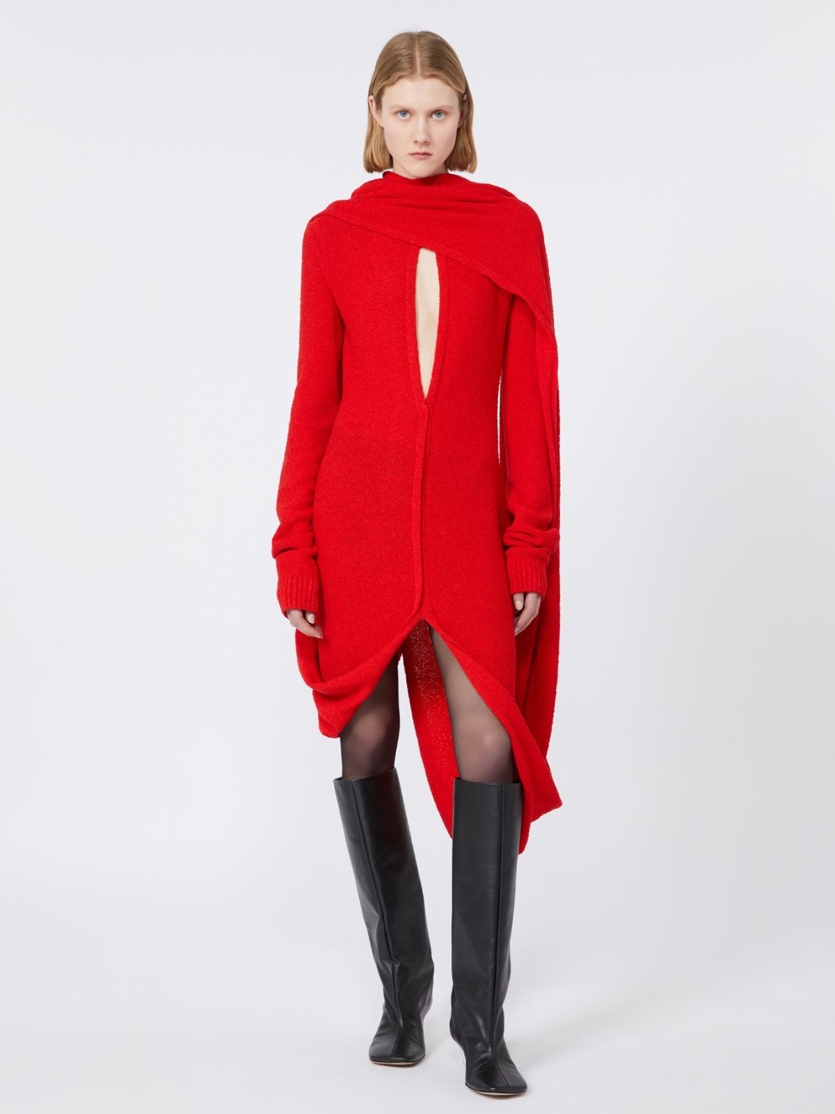 Bouclé knit dress - RUNWAY - Red