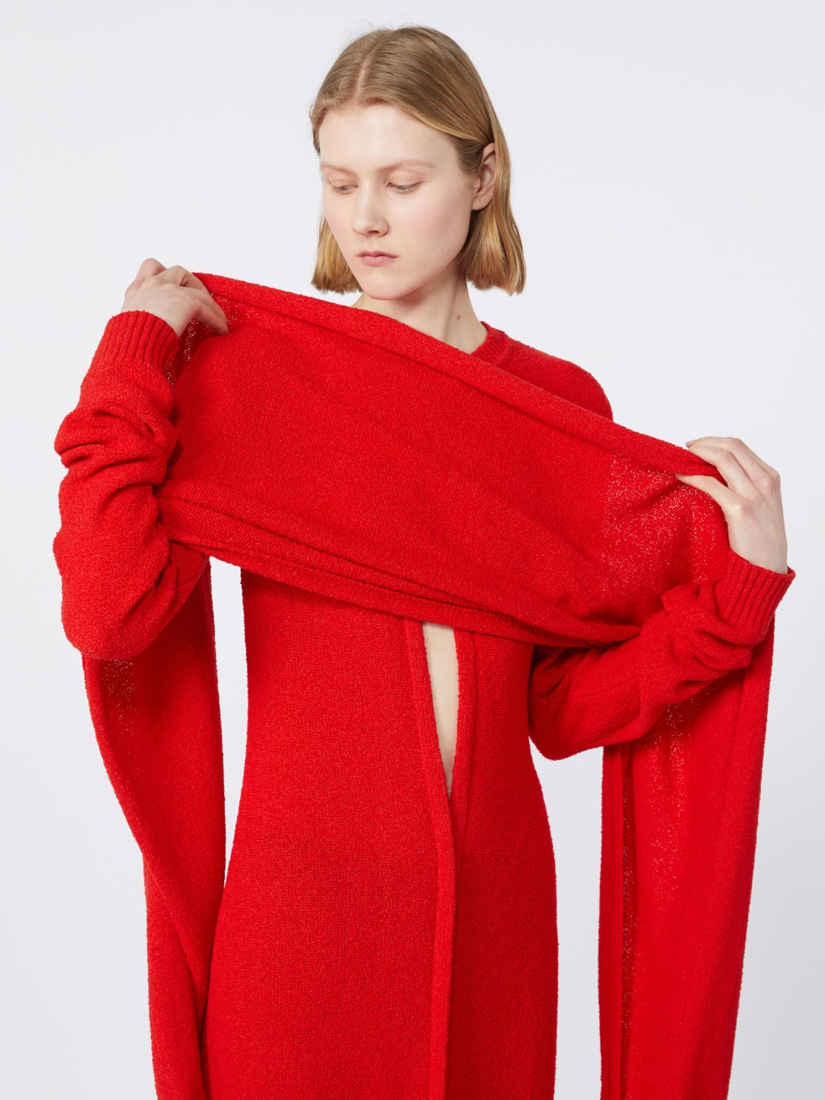 Bouclé knit dress - RUNWAY - Red