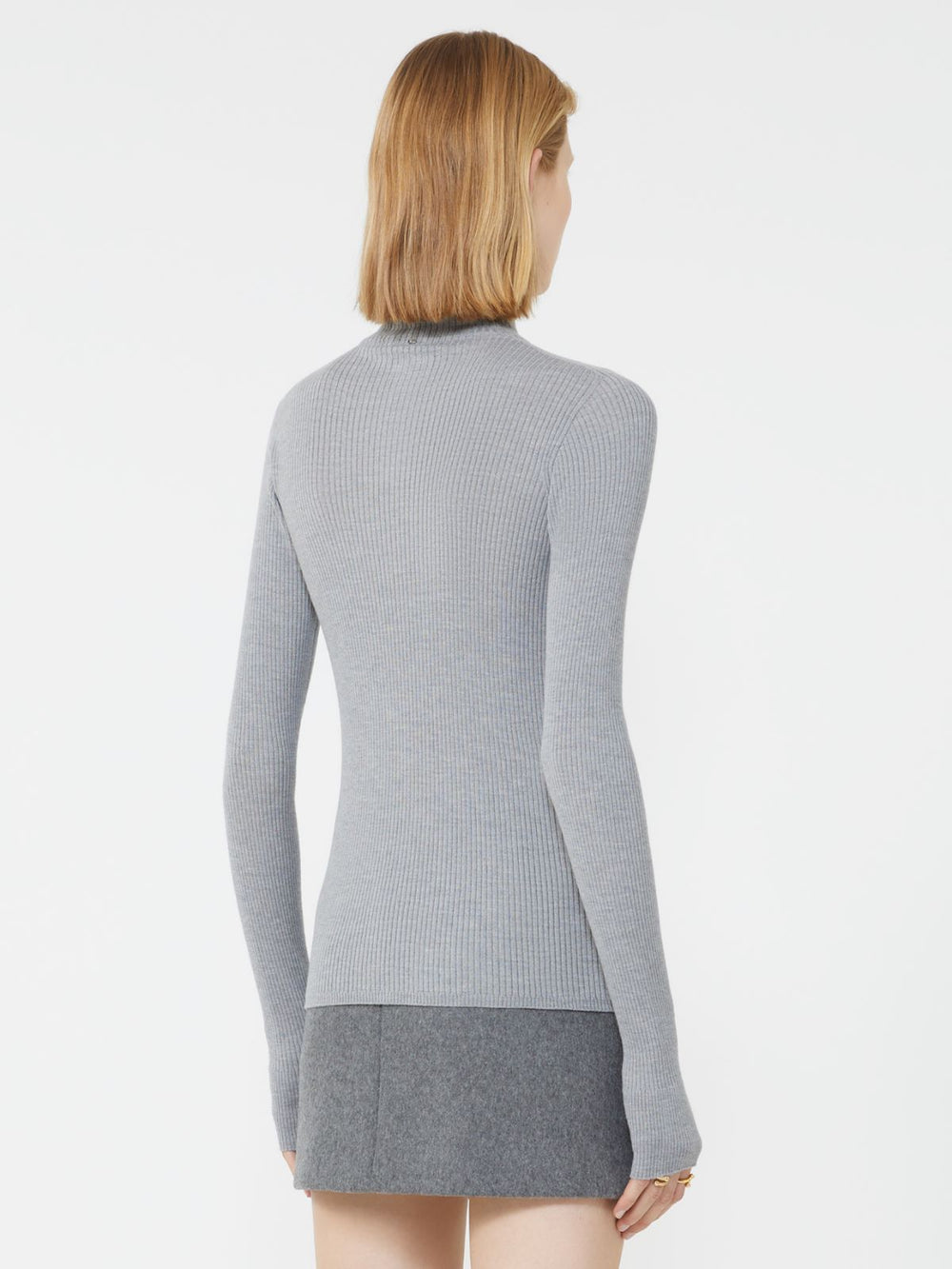 Wool mock polo-neck sweater - Medium grey