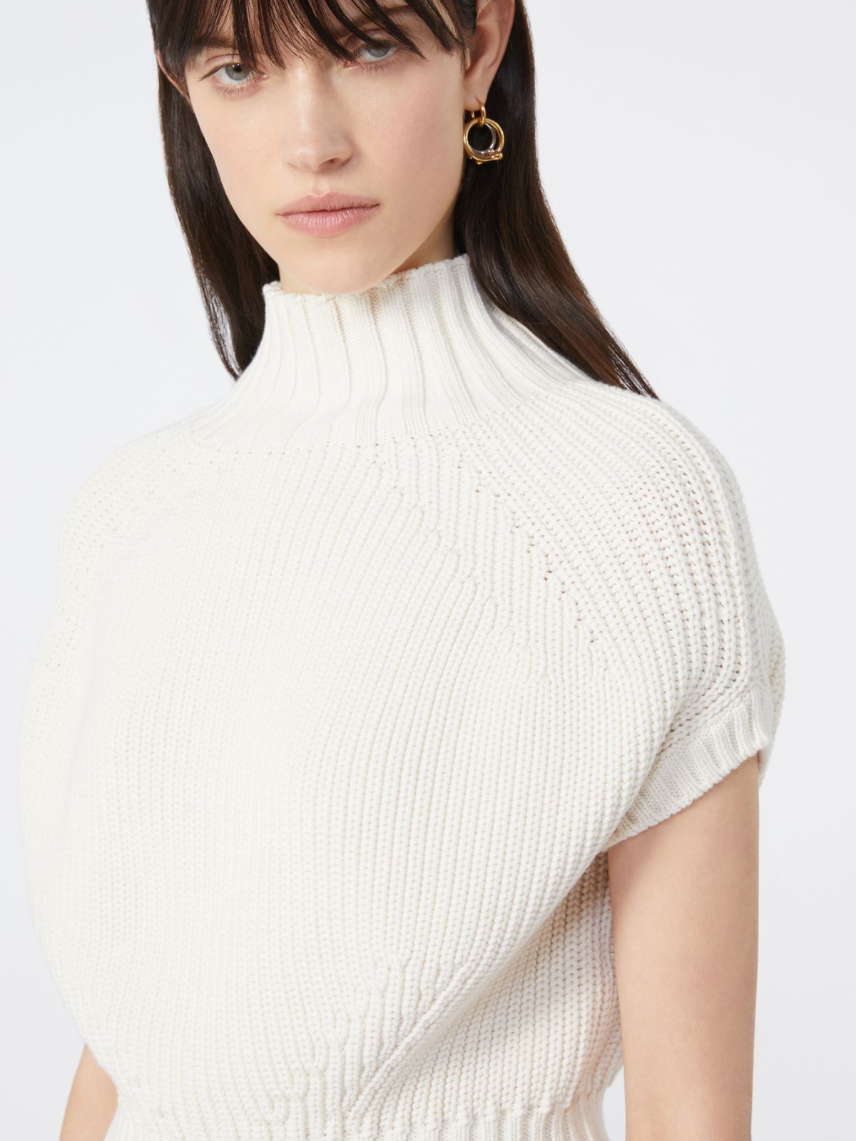 Balloon-Shaped Cotton Jumper - Ivory