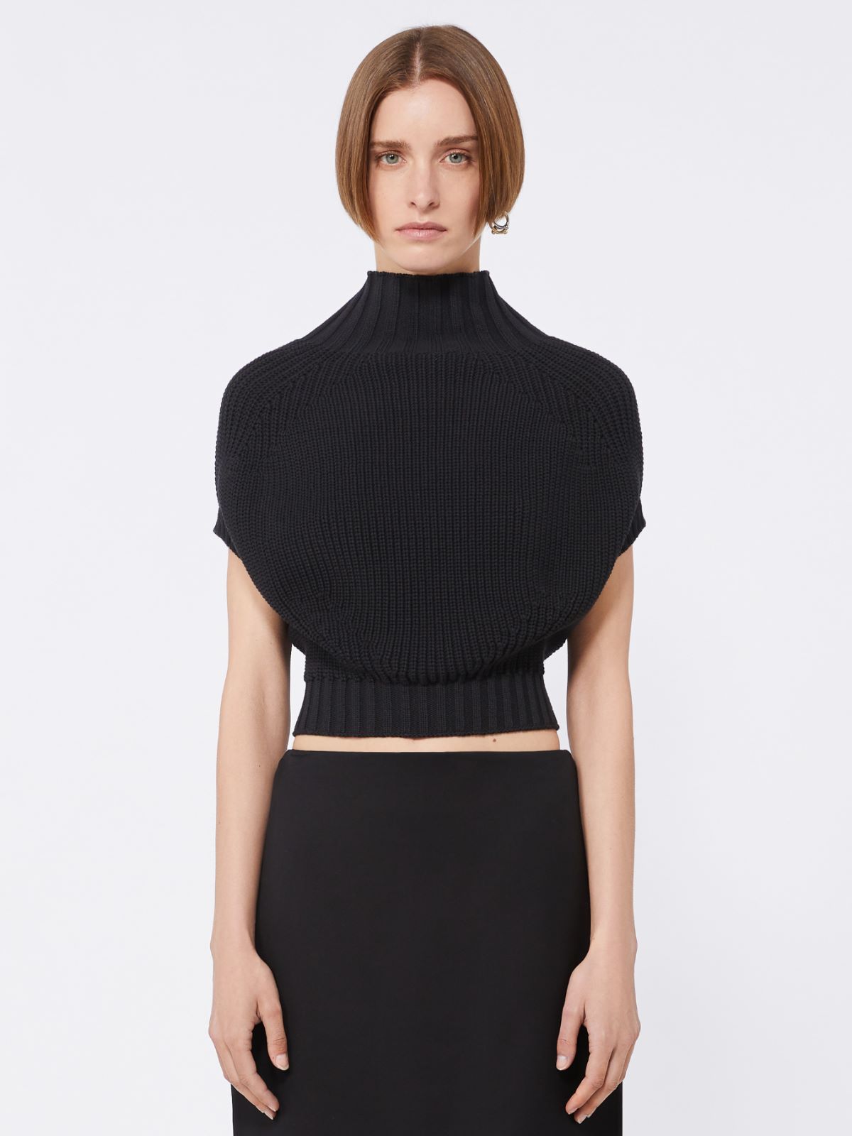 Balloon-Shaped Cotton Jumper - Black