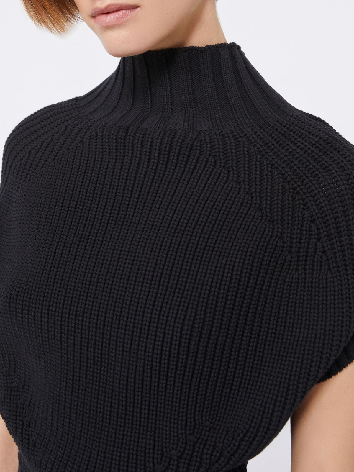 Balloon-Shaped Cotton Jumper - Black