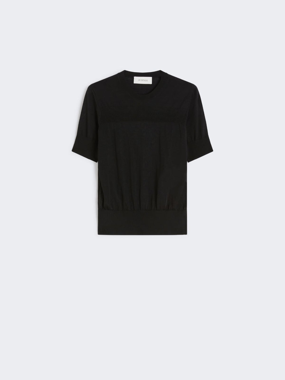 Bi-material short-sleeved jumper - Black