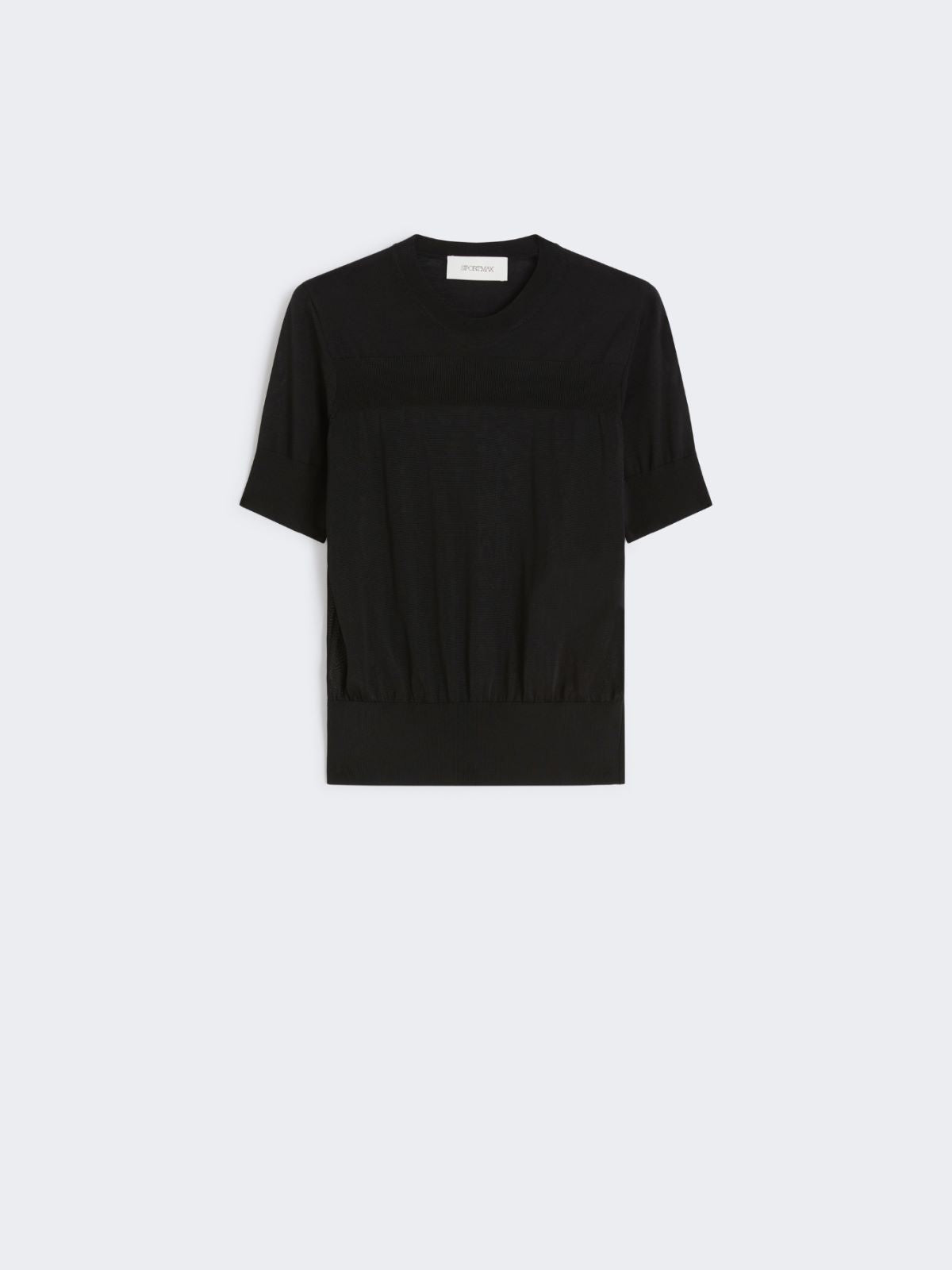 Bi-material short-sleeved jumper - Black