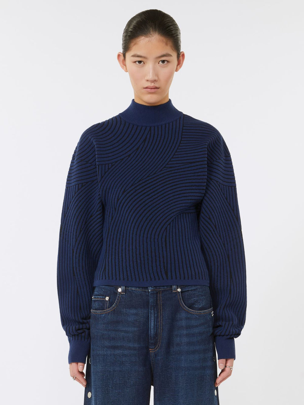 3D jacquard sweater - Midnightblue