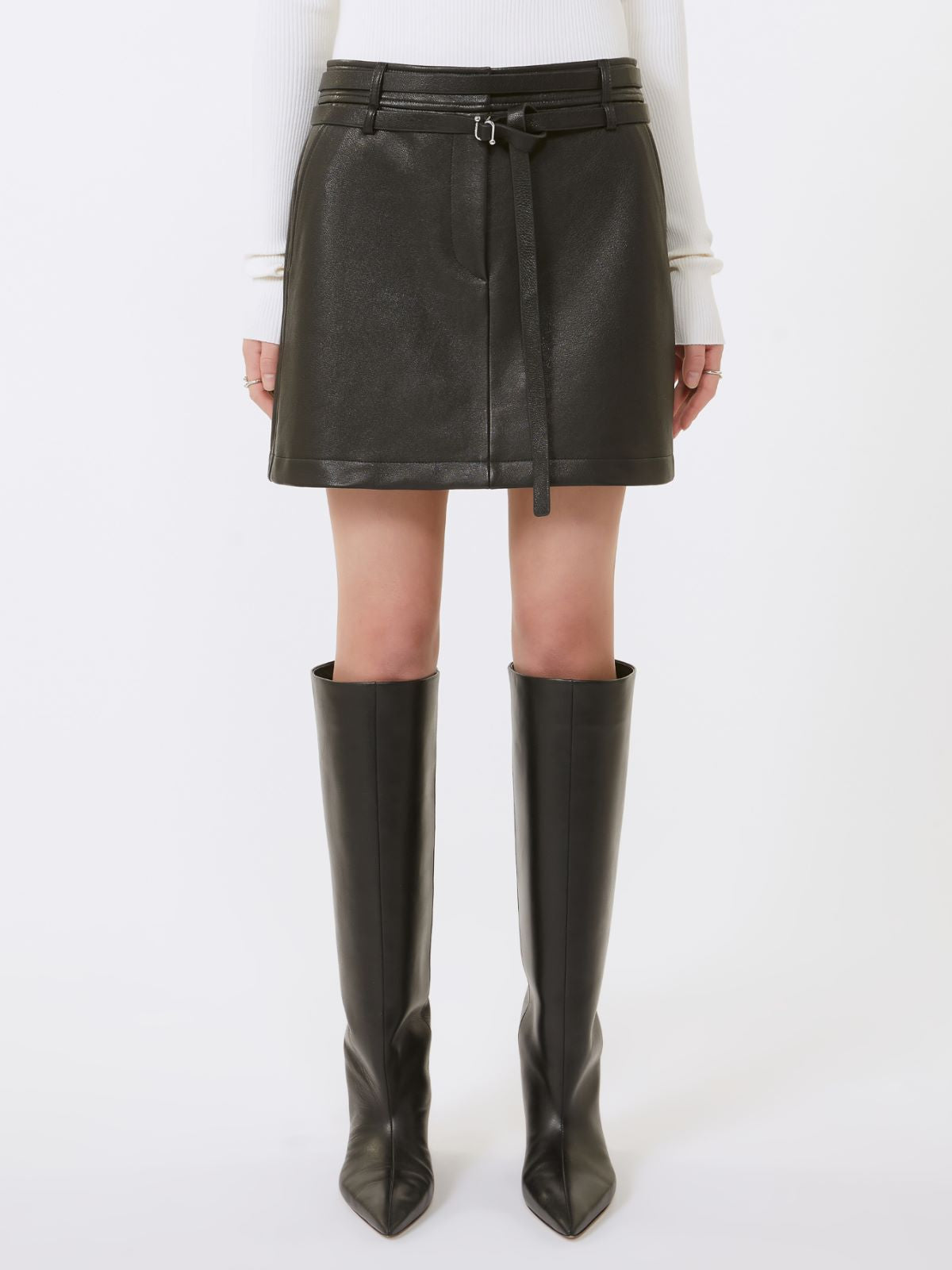 Short leather skirt - Black