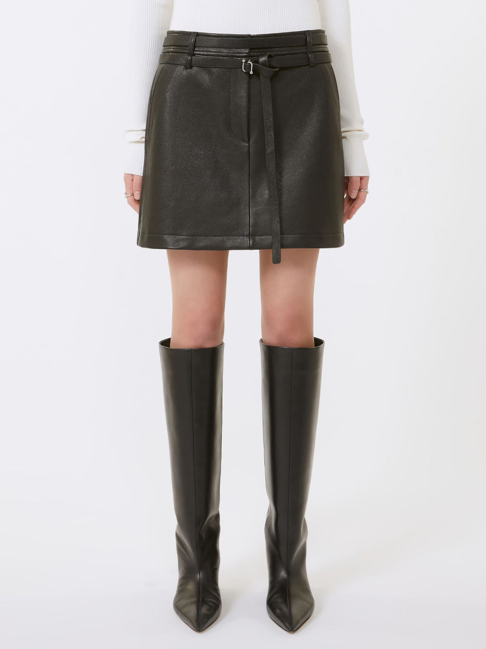 Short leather skirt - Black