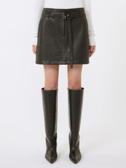 Short leather skirt - Black